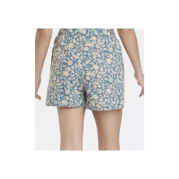 Women's Floral High-Rise Pull-On Shorts Universal Thread Blue‎ XS Pockets Linen - Picture 2 of 10